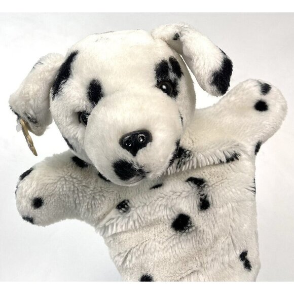 VTG APPLAUSE White/Black Plush Stuffed DALMATIAN Dog Hand Puppet w/ Ear Tag EUC - Picture 1 of 6